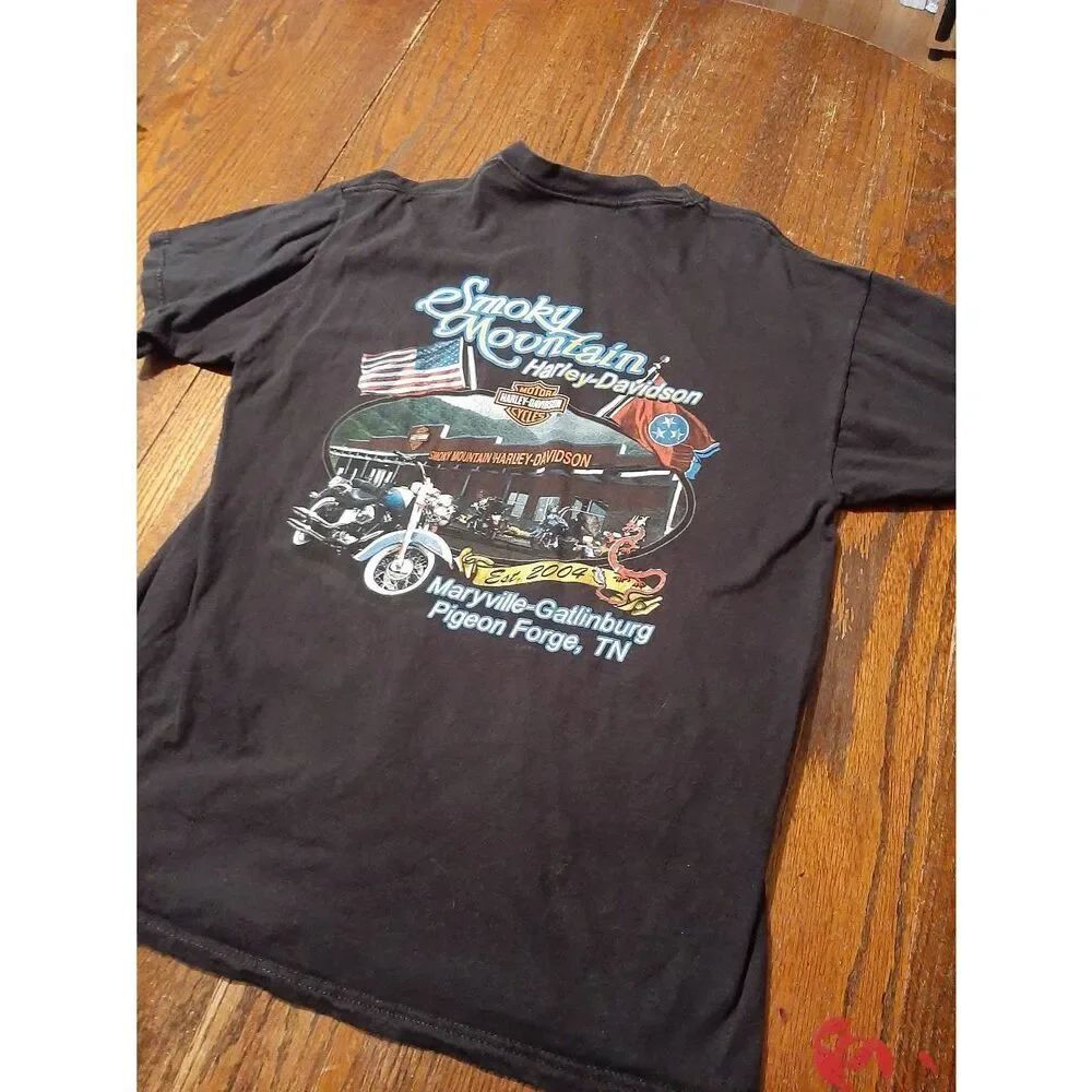 Large Harley Davidson Smoky Mountain Harley Maryville Gatlinburg TN Tee T-Shirt